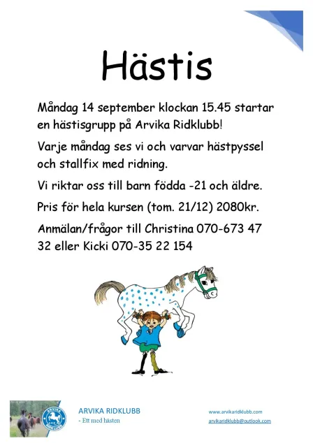 Affisch för Hästis med Pippi Långstrump som lyfter Lilla Gubben